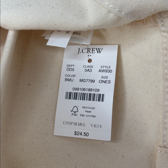 J.Crew Bonjour Embroidered Cotton Tote Bag 🌈 New With Tag - Picture 10 of 11